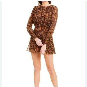 Finders Keepers Brown Patterned Long Sleeve Dress Size 2